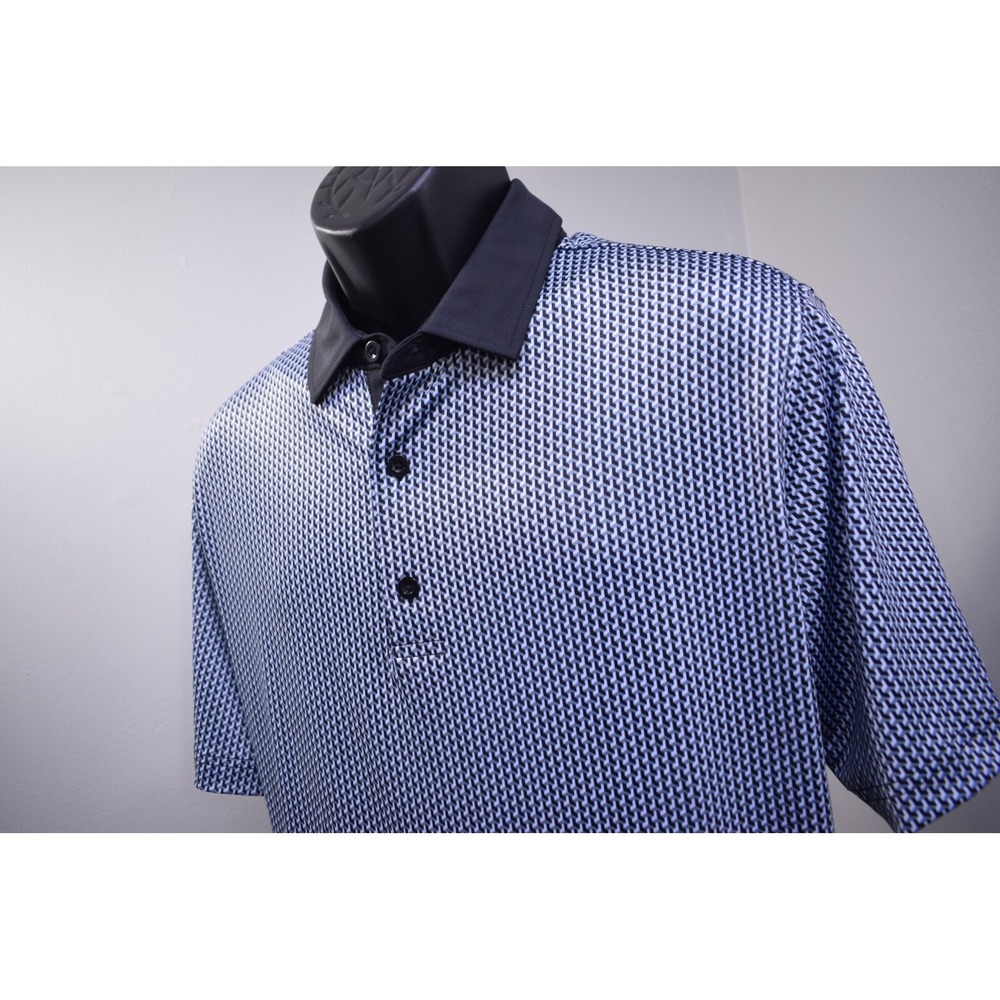 Deolax Golf Polo Geometric Wicking Performance Short‎ Sleeve Mens Size Large
